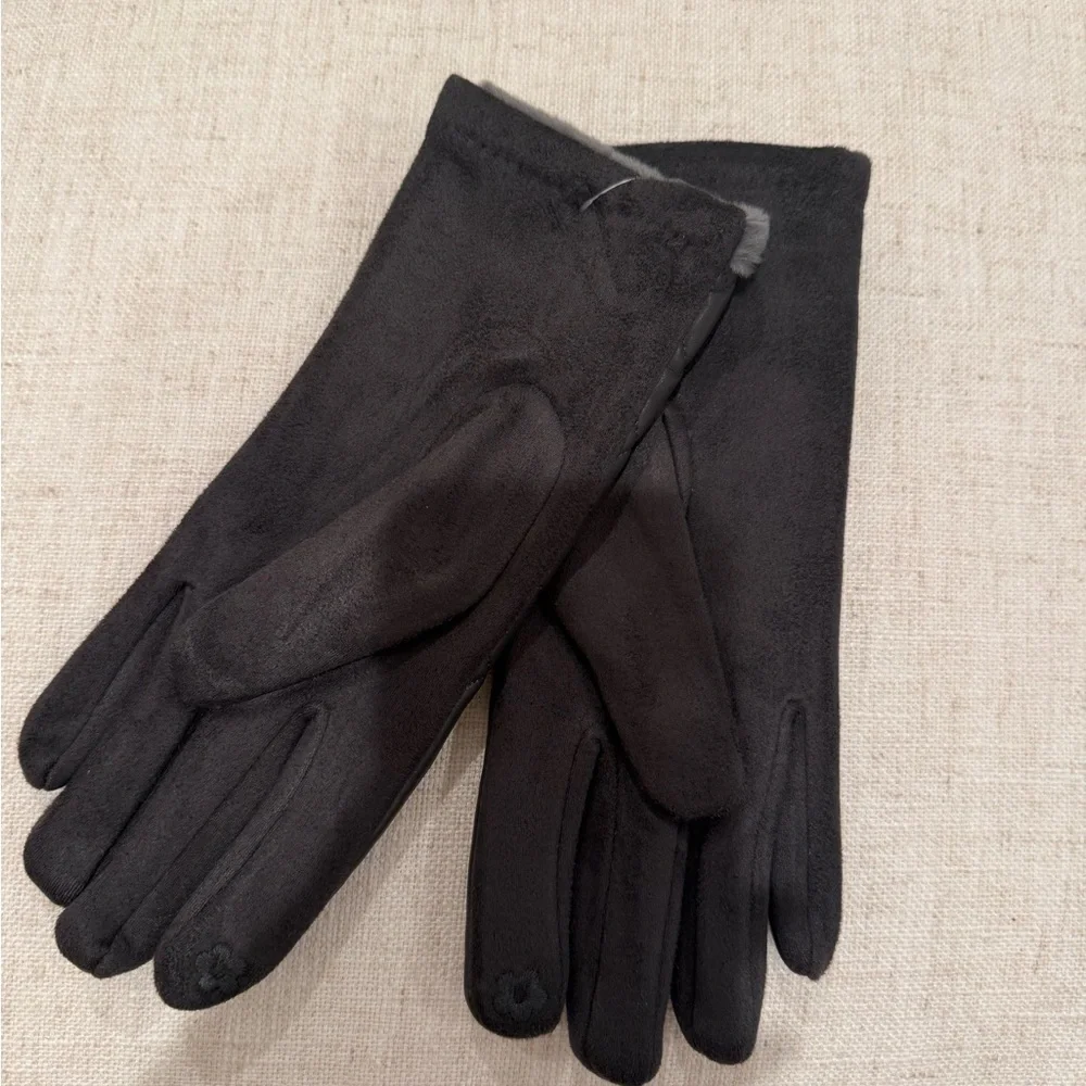 UGG Men's Quilted Dark Gray Leather Gloves